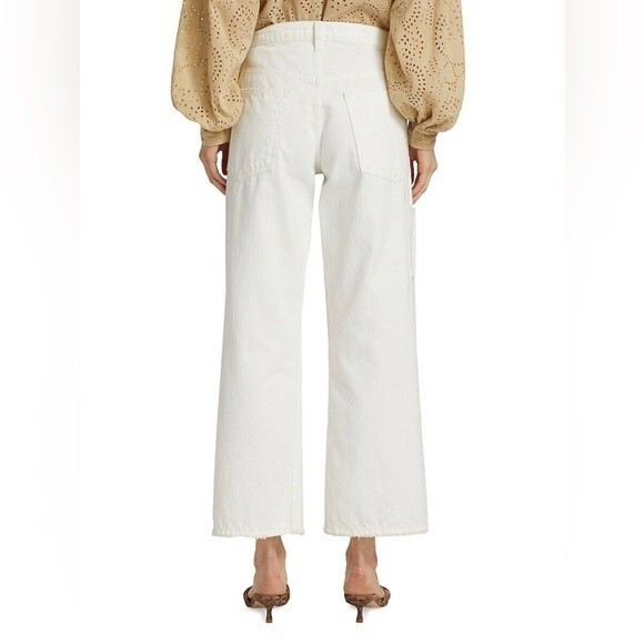 Nili Lotan Violette High-Rise Distressed Wide-Leg Jeans - Cream Wash Size 30 NWT - Picture 2 of 5